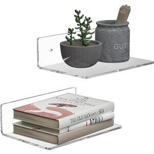 9 Inch Clear Wall Shelf, Acrylic Small Floating Shelf for Wall, Home Wall Home